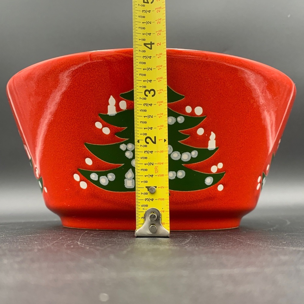 Vintage Christmas Tree Red Ceramic Serving Bowl Holiday Decor MCM Retro - Picture 10 of 10